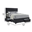Pemberly Row Fabric Upholstered Queen Bed with Bottom Storage Drawers in Black