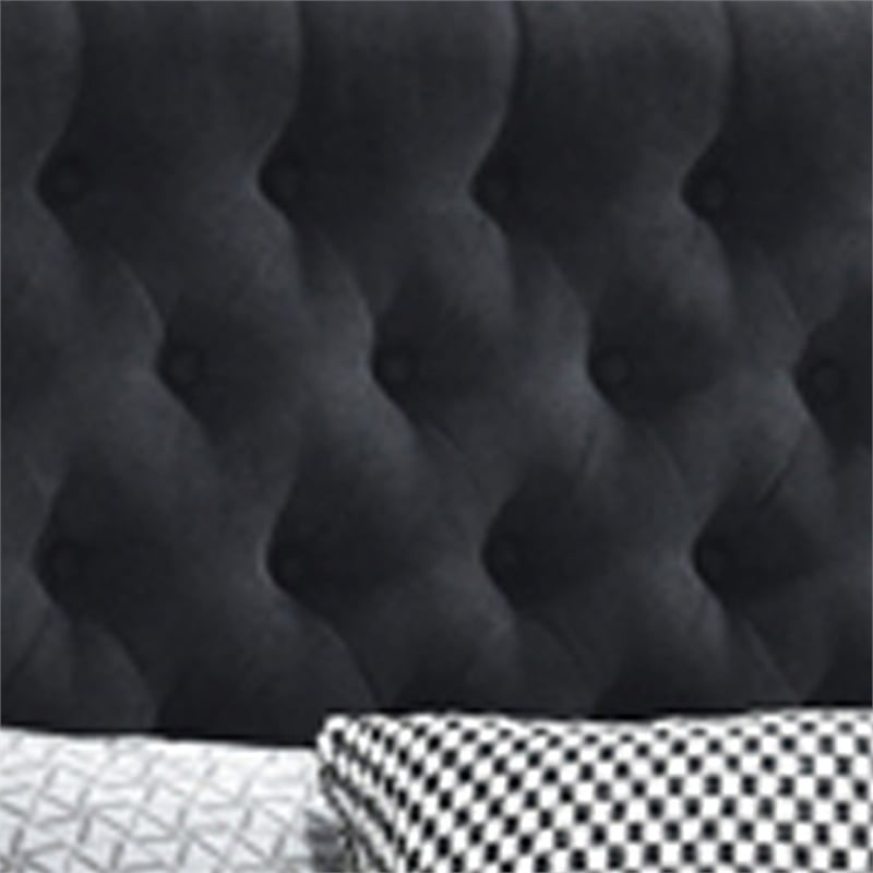 Pemberly Row Fabric Upholstered Queen Bed with Bottom Storage Drawers in Black