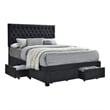 Pemberly Row Fabric Upholstered Queen Bed with Bottom Storage Drawers in Black
