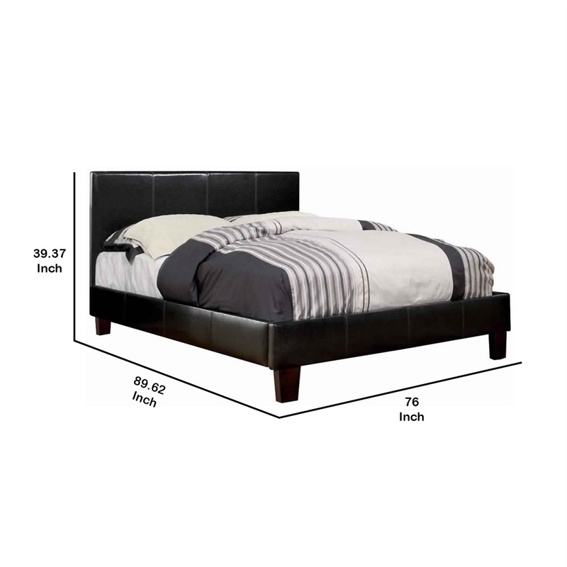 Pemberly Row Platform California King Bed with Tapered Feet in Brown Leatherette