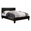 Pemberly Row Platform California King Bed with Tapered Feet in Brown Leatherette