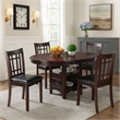 Pemberly Row 5 Piece Dining Set with 42 Inch Round Extendable Table in Espresso