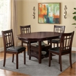 Pemberly Row 5 Piece Dining Set with 42 Inch Round Extendable Table in Espresso