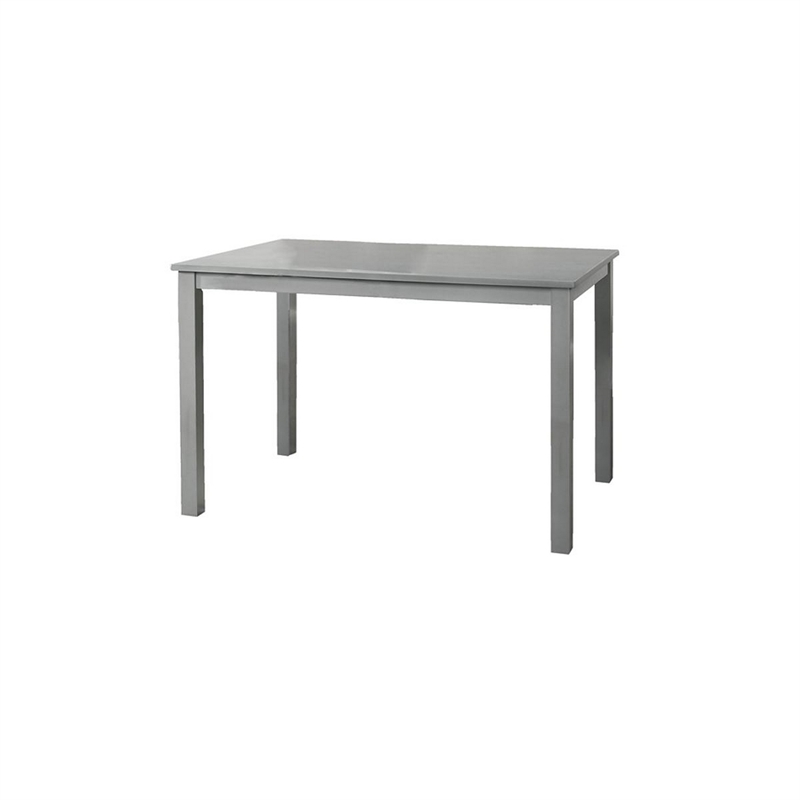 Pemberly Row 5pc Dining Table Set with 4 Cushioned Chairs in Beige Burlap & Gray