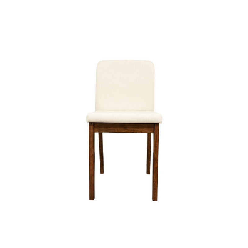 Pemberly Row 5pc Dining Table Set with 4 Padded Chairs in Beige Burlap and Brown