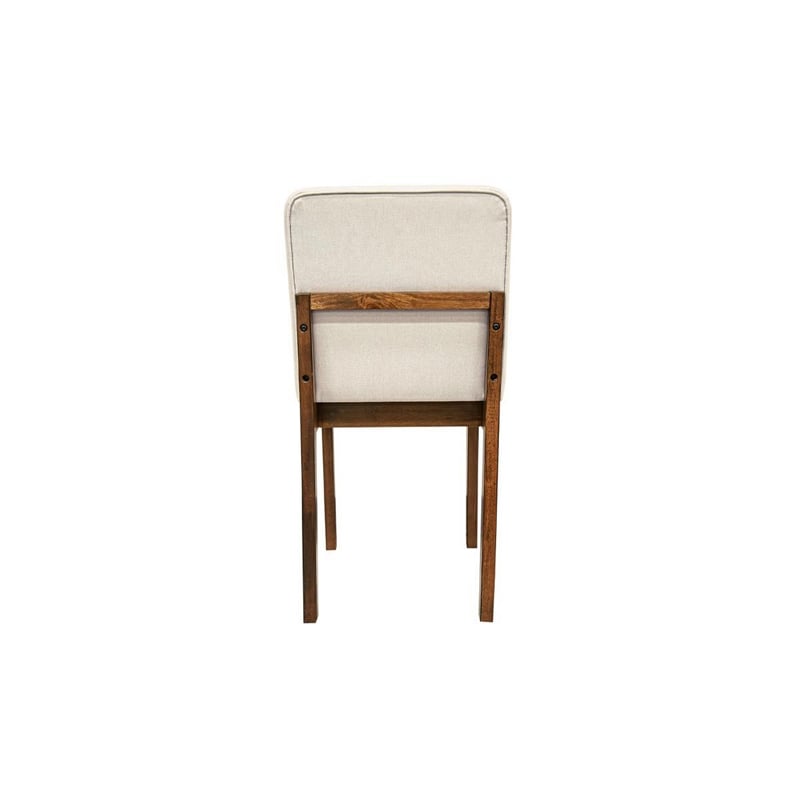 Pemberly Row 5pc Dining Table Set with 4 Padded Chairs in Beige Burlap and Brown