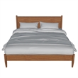 Pemberly Row Mid Century Wood Queen Bed with Round Tapered Legs in Oak Brown
