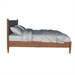 Pemberly Row Mid Century Wood Queen Bed with Round Tapered Legs in Oak Brown