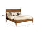 Pemberly Row Mid Century Wood Queen Bed with Round Tapered Legs in Oak Brown