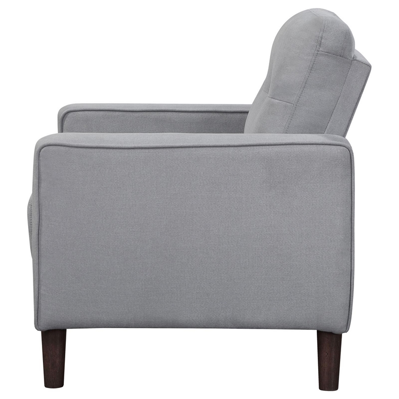 Pemberly Row 32 Inch Accent Chair with Grid Tufted Back and Track Arms in Gray