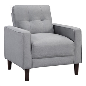 Pemberly Row 32 Inch Accent Chair with Grid Tufted Back and Track Arms in Gray