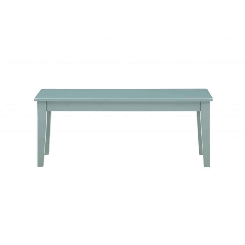 Pemberly Row 44 Inch Rubberwood Dining Bench with Tapered Legs in Teal Blue