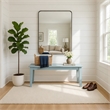 Pemberly Row 44 Inch Rubberwood Dining Bench with Tapered Legs in Teal Blue
