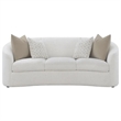 Pemberly Row 89 Inch Modern Curved Sofa with 4 Throw Pillows in Cream Boucle