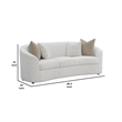 Pemberly Row 89 Inch Modern Curved Sofa with 4 Throw Pillows in Cream Boucle