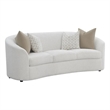 Pemberly Row 89 Inch Modern Curved Sofa with 4 Throw Pillows in Cream Boucle