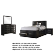 Pemberly Row 4 Pc Queen Bedroom Set with Bookcase Headboard and Storage in Black