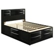 Pemberly Row 5 Pc Queen Bedroom Set with Bookcase Headboard and Storage in Black