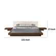 Pemberly Row Queen Platform Bed w/ Faux Leather Headboard & Side Shelves - White