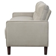 Pemberly Row 77 Inch Sofa with Grid Tufted Back and Track Arms in Beige