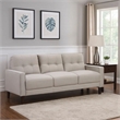 Pemberly Row 77 Inch Sofa with Grid Tufted Back and Track Arms in Beige