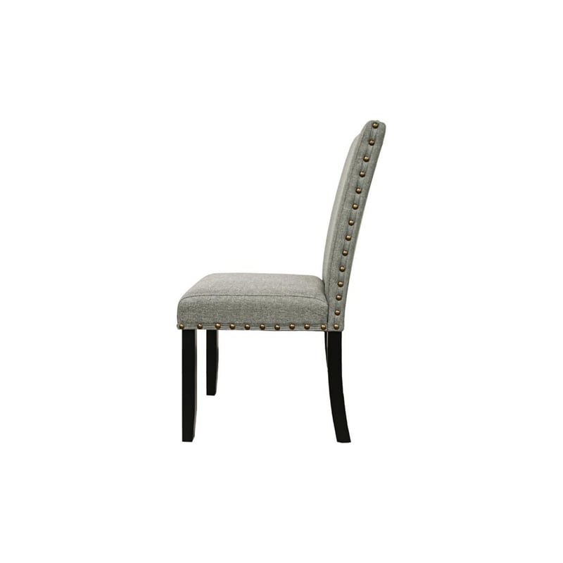 Pemberly Row 25 Inch Dining Chair Set of 2 with Nailhead Trim in Gray and Black