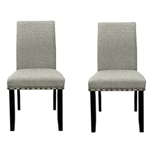 Pemberly Row 25 Inch Dining Chair Set of 2 with Nailhead Trim in Gray and Black