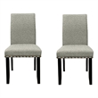 Pemberly Row 25 Inch Dining Chair Set of 2 with Nailhead Trim in Gray and Black