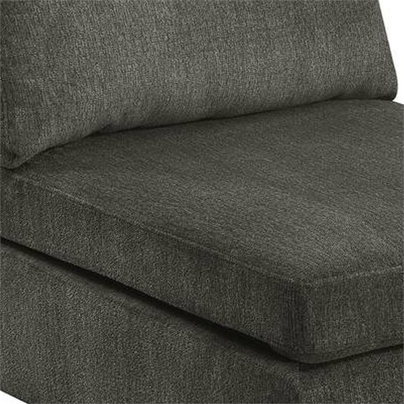 Pemberly Row 37 Inch Modular Armless Chair in Soft Gray Chenille and Pine Wood