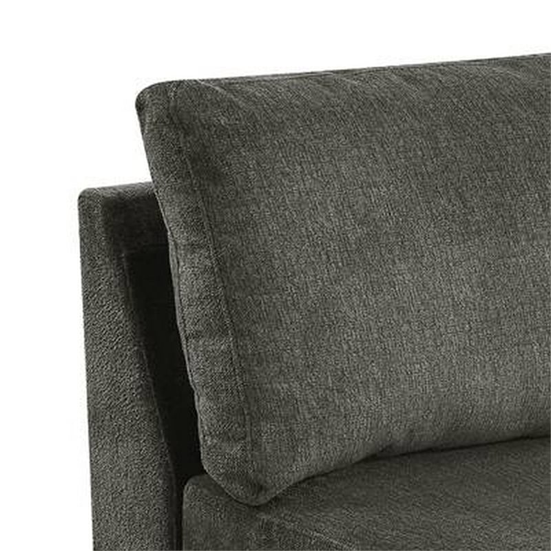 Pemberly Row 37 Inch Modular Armless Chair in Soft Gray Chenille and Pine Wood