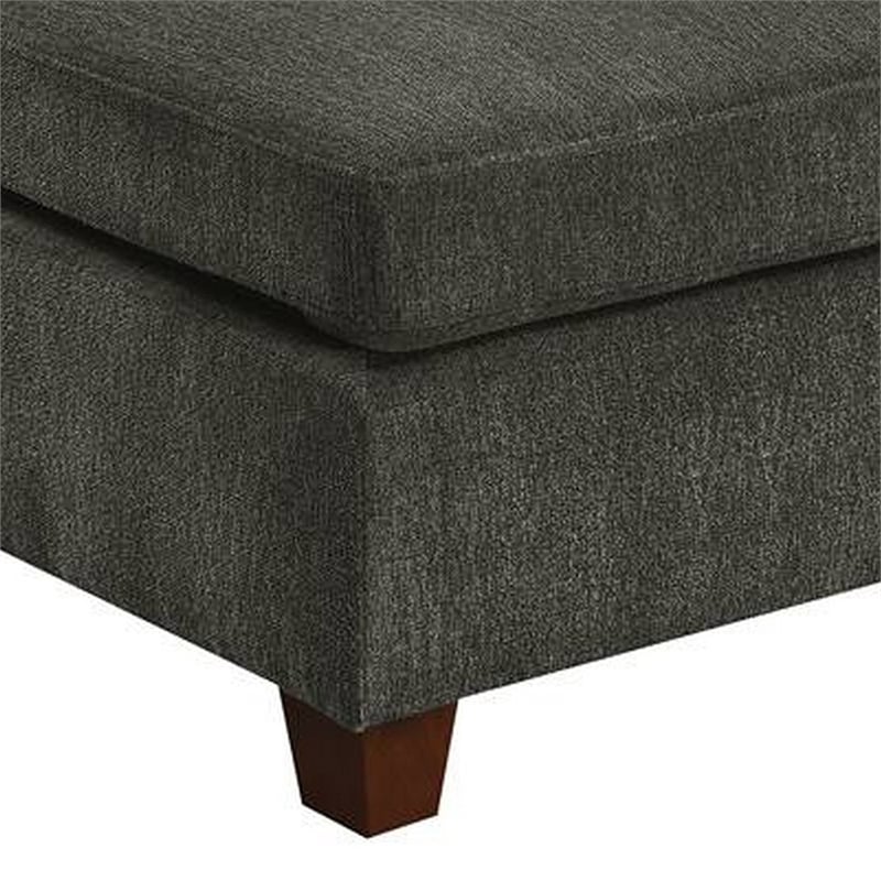 Pemberly Row 37 Inch Modular Armless Chair in Soft Gray Chenille and Pine Wood