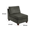 Pemberly Row 37 Inch Modular Armless Chair in Soft Gray Chenille and Pine Wood