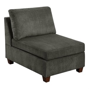 Pemberly Row 37 Inch Modular Armless Chair in Soft Gray Chenille and Pine Wood