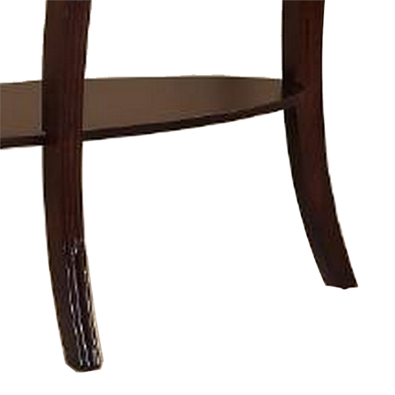 Pemberly Row 51 Inch Console Table with Oval Glass Top and Lower Shelf in Brown