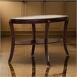 Pemberly Row 51 Inch Console Table with Oval Glass Top and Lower Shelf in Brown