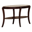 Pemberly Row 51 Inch Console Table with Oval Glass Top and Lower Shelf in Brown