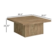 Pemberly Row 36 Inch Square Coffee Table with Block Base in Mango Brown