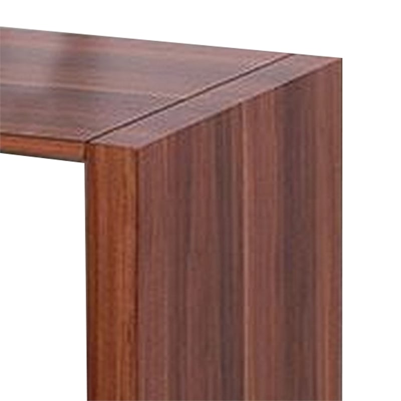 Pemberly Row 47 Inch Sofa Table with Black Glass Top and Open Shelves in Brown