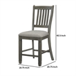 Pemberly Row Set of 2 Counter Height Chairs with Slat Back & Fabric Seat in Gray