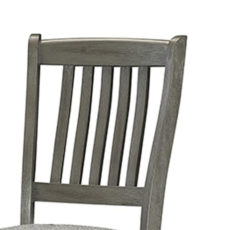 Pemberly Row Set of 2 Counter Height Chairs with Slat Back & Fabric Seat in Gray