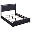 Pemberly Row King Platform Bed with Panel LED Headboard in Black Melamine