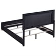 Pemberly Row King Platform Bed with Panel LED Headboard in Black Melamine