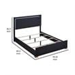Pemberly Row King Platform Bed with Panel LED Headboard in Black Melamine