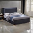 Pemberly Row King Platform Bed with Panel LED Headboard in Black Melamine