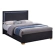 Pemberly Row King Platform Bed with Panel LED Headboard in Black Melamine