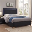 Pemberly Row Queen Platform Bed with Panel LED Headboard in Black Melamine