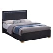 Pemberly Row Queen Platform Bed with Panel LED Headboard in Black Melamine