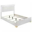 Pemberly Row Full Bed with LED Framed Headboard and Gold Legs in White