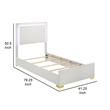 Pemberly Row Twin Bed with LED Framed Headboard and Gold Legs in White