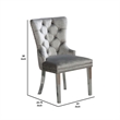 Pemberly Row Set of 2 Tufted Wingback Dining Chairs with Nailhead Trim in Gray